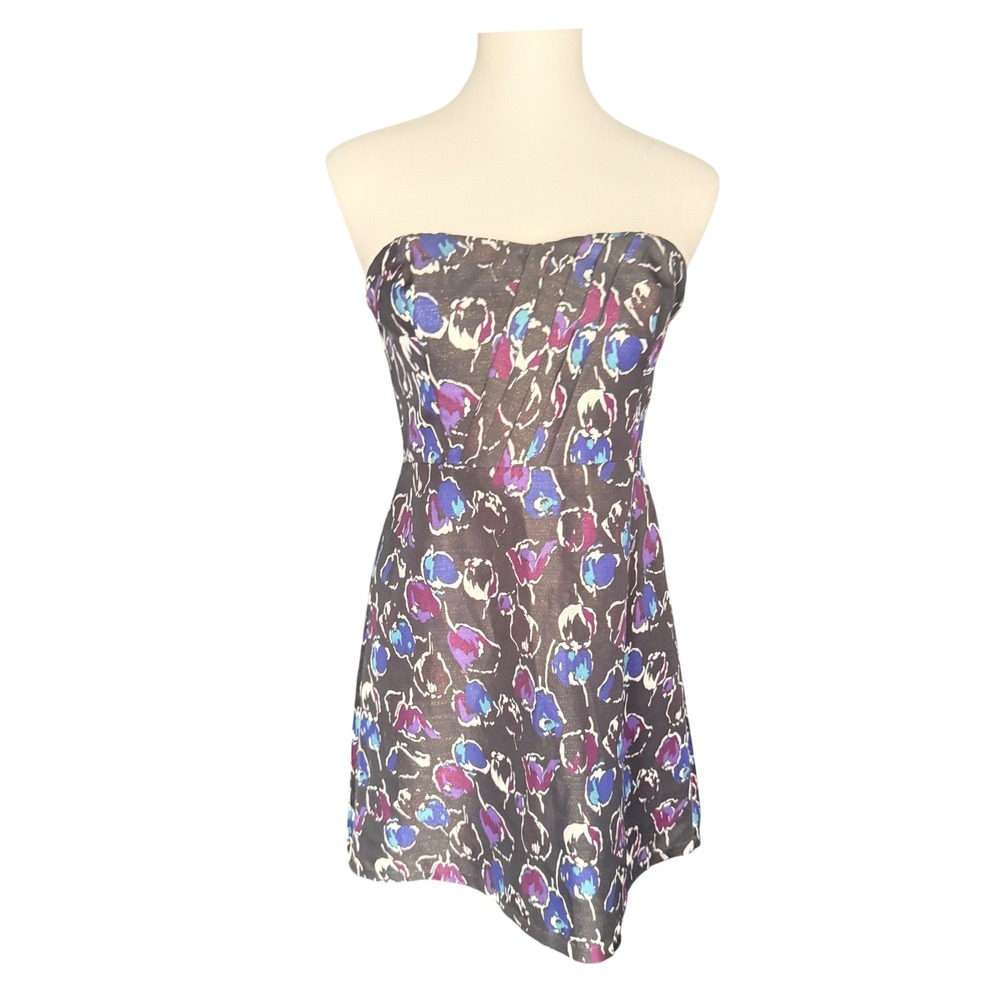 American Eagle Outfitters Strapless Floral Mini Dress Purple Blue Size 6